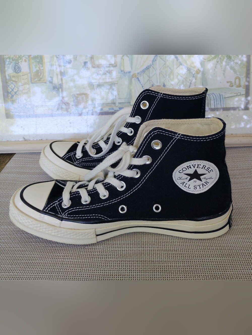 Unisex Converse "Chuck 70" Black Canvas/Off-White Casual Sneakers. M 5.5/W 7.5